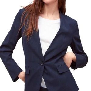 Zara Basic Navy Blue Single Breasted Blazer